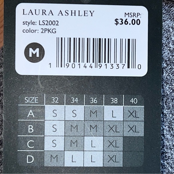 New With Tag Laura Ashley Gray Racerback Bra Size Medium nylon spandex - Picture 4 of 10